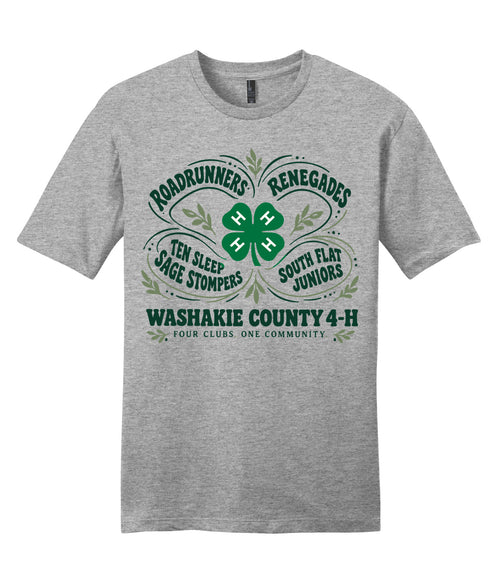 10 · Club Connections on Adult tee · Light Heather Grey, front print. Illustrative review mockup.