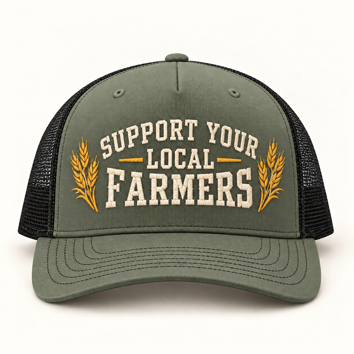 local-farmers-cap; Loden/Black; front; corrected review mockup