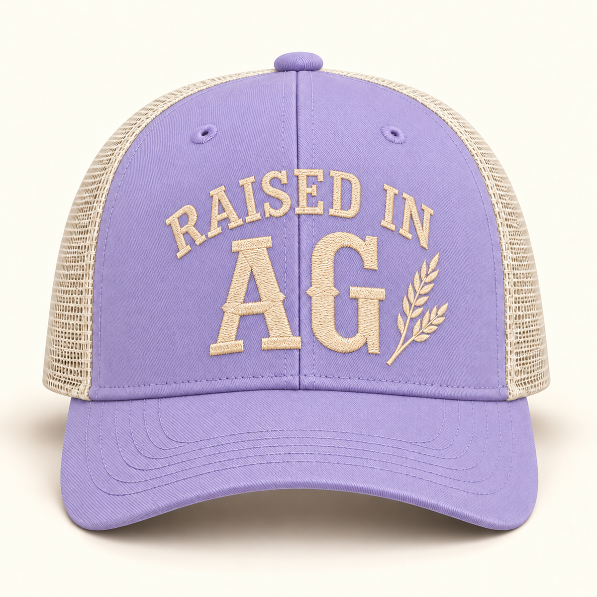 raised-ag-cap; 115 · Lilac/Birch; front; corrected review mockup